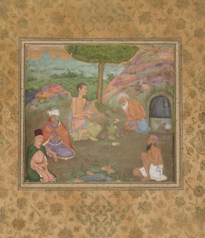 Five Holy Men, Detached Manuscript Folio, c.1670 by Mughal School